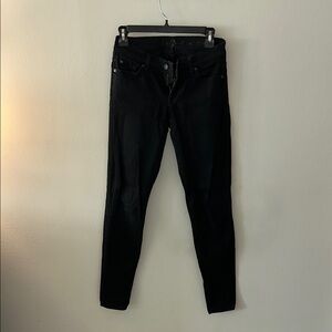 7 For All Mankind Black Skinny Jeans with Mottled Texture